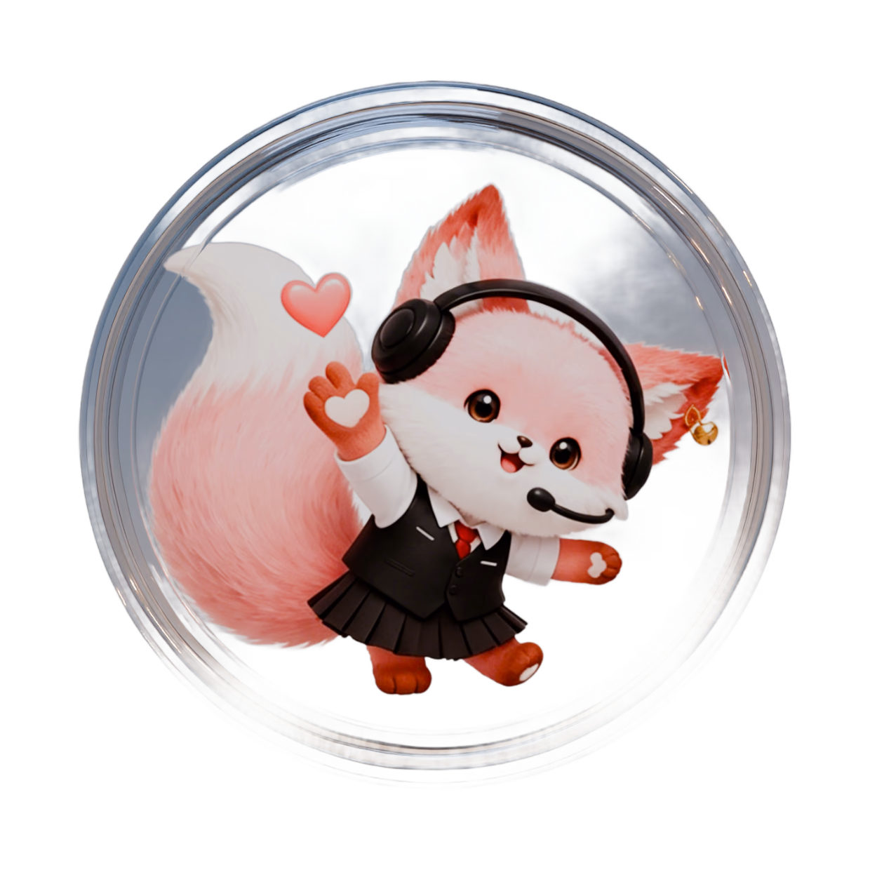 Coforyou 向导小福在玻璃球内挥手。