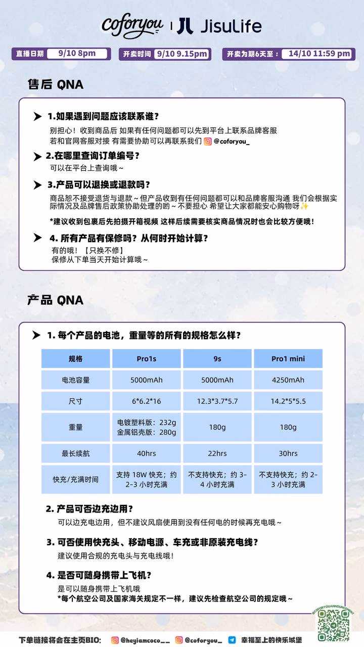 JISULIFE campaign FAQ: after-sales, warranty and product specifications